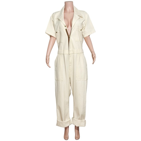 BIG BUD PRESS Heritage Short Sleeve Jumpsuit, Vintage Tee Off White, XL - Picture 8 of 11